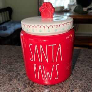 Rae Dunn Red Santa Paws Treat Jar